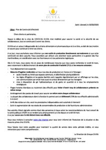 OLVEA - COVID-19 - Plan de Continuité d'Activité : 20/03/2020